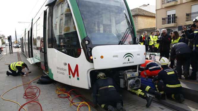 Imagen de archivo de un simulacro de accidente en el Metro de Granada