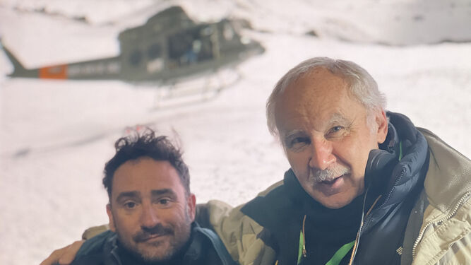Pablo Vierci y J. A. Bayona 2022, en el rodaje de Sierra Nevada, 28 de abril de 2022.