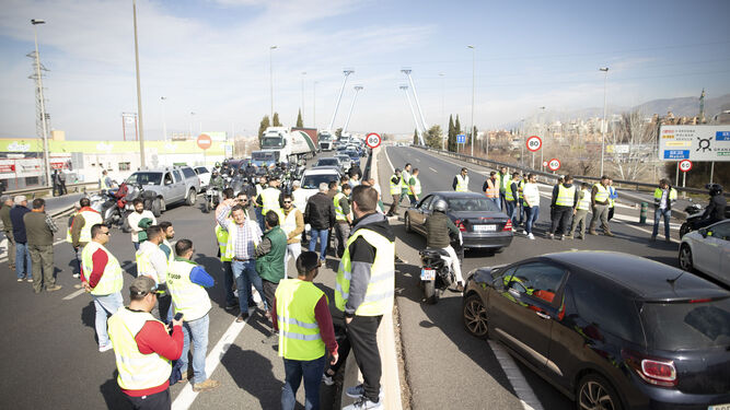 Imagen de archivo de la anterior protesta en las carreteras de Granada.
