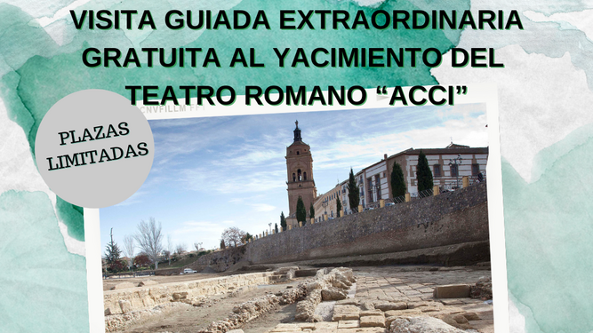 Cartel sobre la visita gratuita al Teatro Romano de Guadix