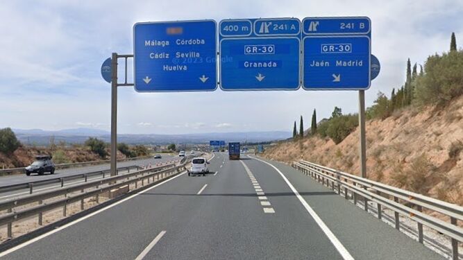 Imagen de la unión entre la A-92 y la GR-30 en dirección Málaga