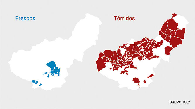 Infografía sobre los municipios más fríos y calurosos de la provincia de Granada