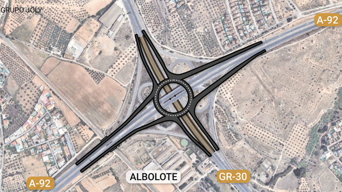 El nuevo nudo de la A-92 de Albolote obligará a soterrar medio kilómetro la Circunvalación de Granada