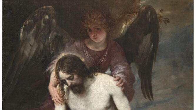 Detalle de 'Cristo muerto sostenido por un ángel'.